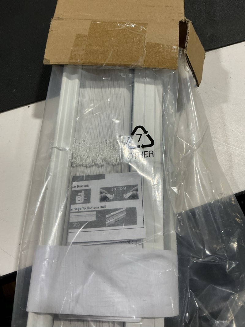 Condition photo showing Good Condition for arlo blinds 2" faux wood cordless horizontal blinds with crown valance, 26.5"w x 48"h, white