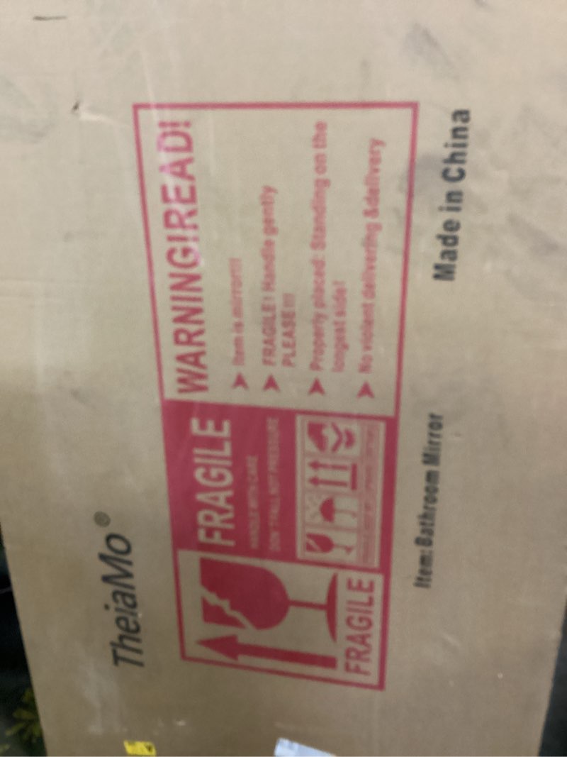 Condition photo showing New/Like New for 48" x 24" Oval LED Bathroom Mirror with Lights, Gold Metal Framed Anti-Fog LED Vanity Mirror, Lighted Bathroom Mirrors Wall Mounted, Stepless Dimmable, Shatter-Proof, Horizontal/Vertical Gold 48"L x 24"W