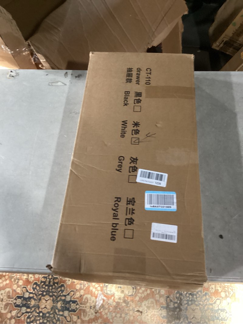 Condition photo showing Good Condition for portable closet,garment rack,heavy duty clothes rack with cover,wardrobe closet with 1 hanging rods, 2 storage shelves and 3 drawers,43.3" l x 17.7" w x 67.7" h,white white 43.3