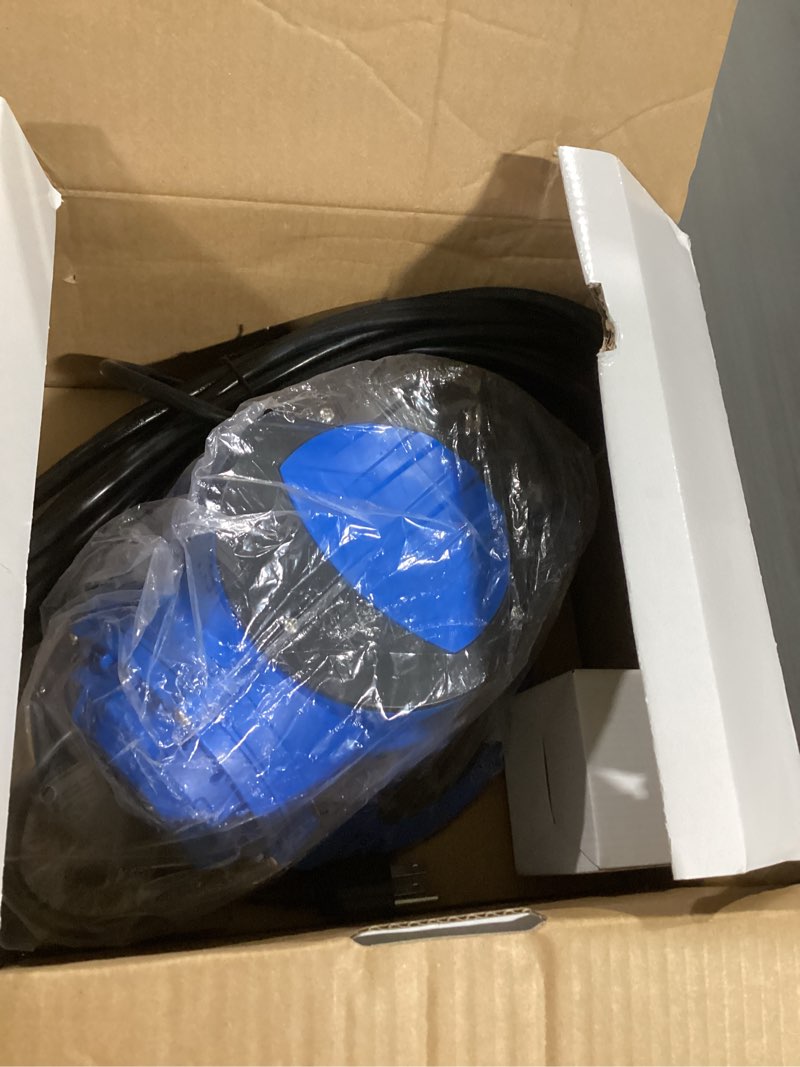 Condition photo showing New/Like New for foting 1/3 hp automatic swimming pool cover pump,2250 gph submersible water pump, water removal with 3/4” check valve adapter & 25ft power cord, drainage for ponds, rooftops, water beds