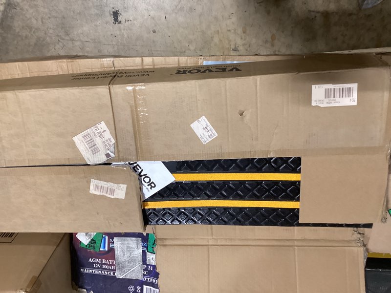 Condition photo showing As Is for vevor car driveway rubber curb ramp, 2 pack 48.8-inch-long heavy duty low profile slope ramps, 2.6’’ rise, 33069 lbs load capacity, reflective safety strips, for vehicles, rvs, and wheelchairs 48.8-inch-long (2 pack)