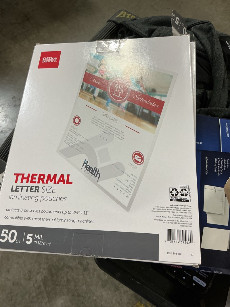 Condition photo showing New/Like New for office depot brand laminating pouches, letter size, 5 mil, clear, pack of 50