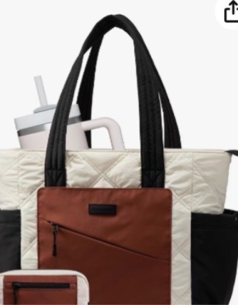 LOVEVOOK Tote Bag for Women, Large Puffer Work Tote Laptop Bag, Lightweight Travel Tote Bag with Zip
