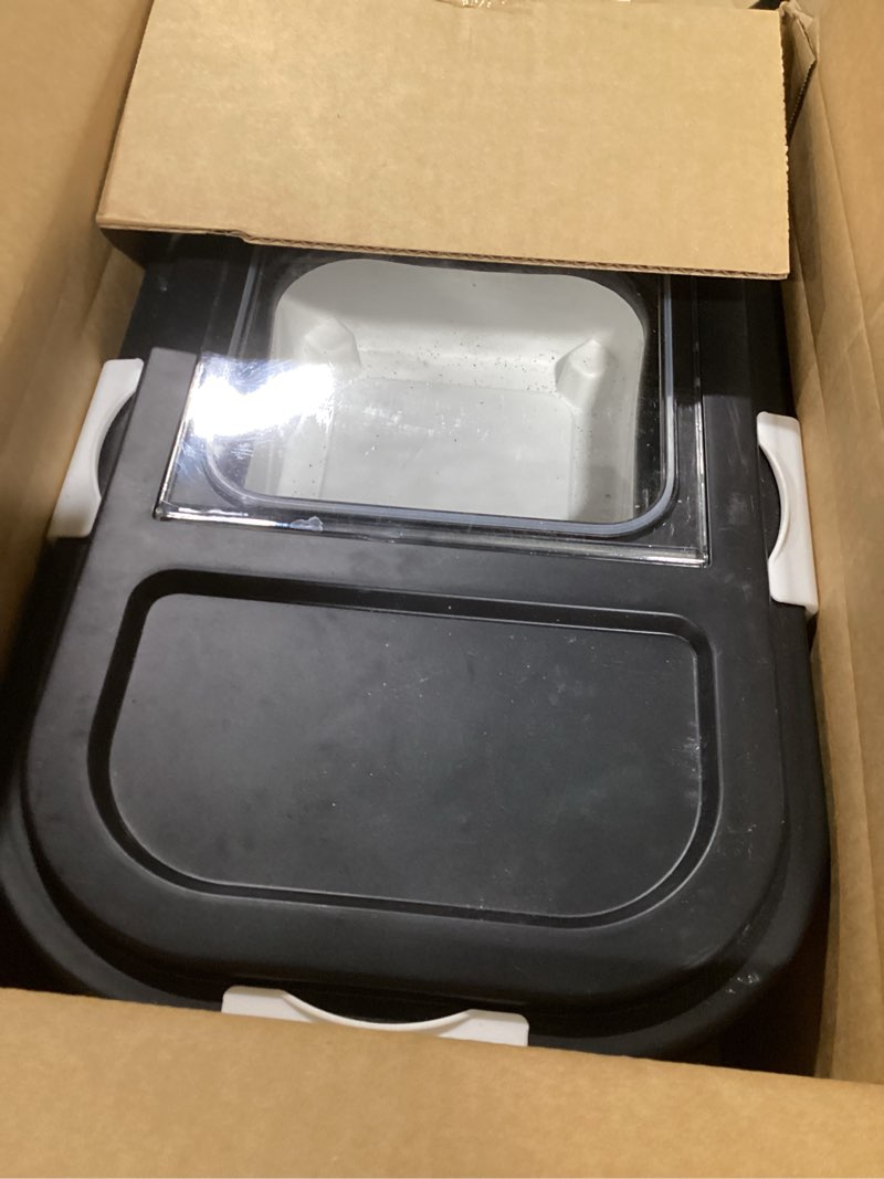 Condition photo showing Good Condition for shineme dog food storage container, 30 lbs collapsible food storage containers with rolling wheel airtight locking lid, cat foods bin with cup and scoop, suitable for pet snack, rice, flour (black) 30 lbs black
