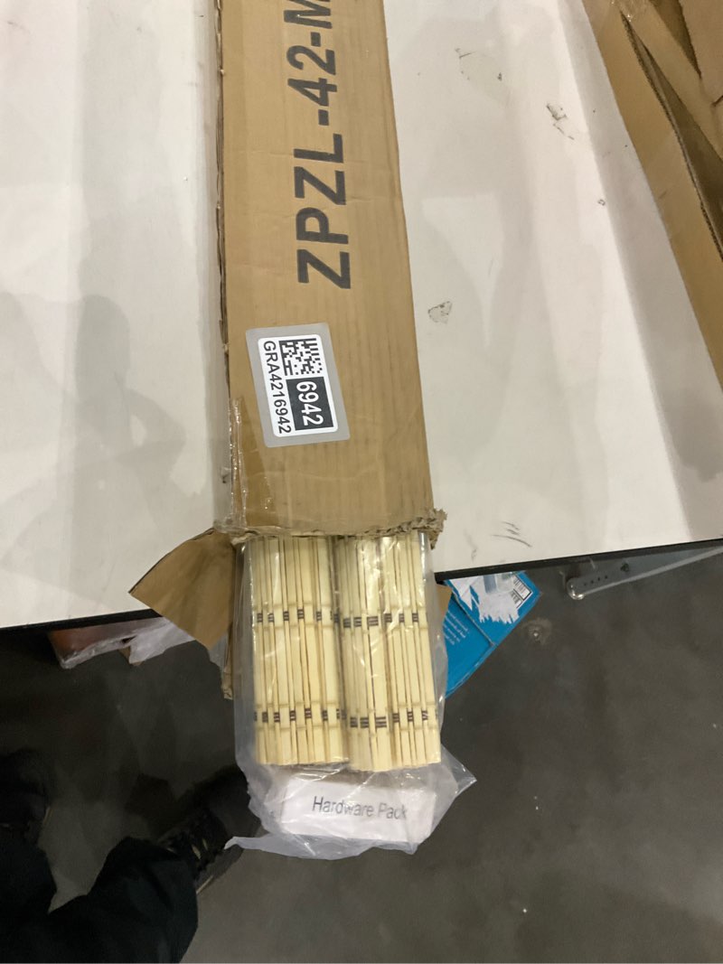 Condition photo showing New/Like New for Cordless Bamboo Roman Shades, Light Filtering Bamboo Blinds Shades for Indoor Windows, UV Protection Roll Up Blinds for Home, Office, 42" W x 64" H, Beige Beige 42"W x 64"H