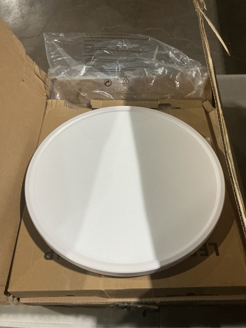 Condition photo showing As Is for libtit 7 inch flush mount led ceiling light fixture, 3000k-6500k adjustable, 15w 1500lm white satin round ceiling lamp for bathroom hallway kitchen bedroom, 1 pack white 7in-1pack