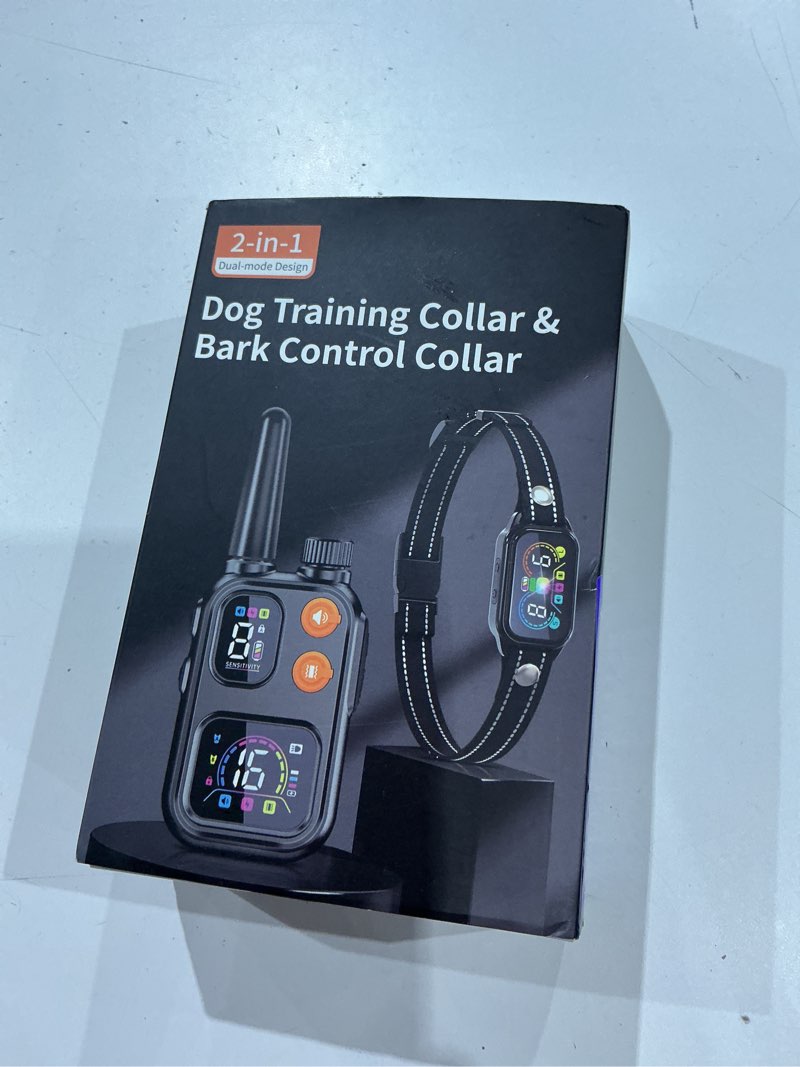 Condition photo showing Good Condition for incomplete )))2 in 1 dog bark and shock collar - 4500ft bark collar with remote, voiceprint recognition, beep/vibration/shock modes, 8 sensitivity levels, ip67 waterproof, portable training collar for 5-120lbs dogs black