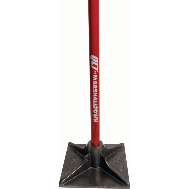 10"x10" steel tamper with 48" handle, heavy duty hand compactor tool for leveling soil, gravel, sand, asphalt, ground, paver, driveway, garden, yard and blacktop repair
