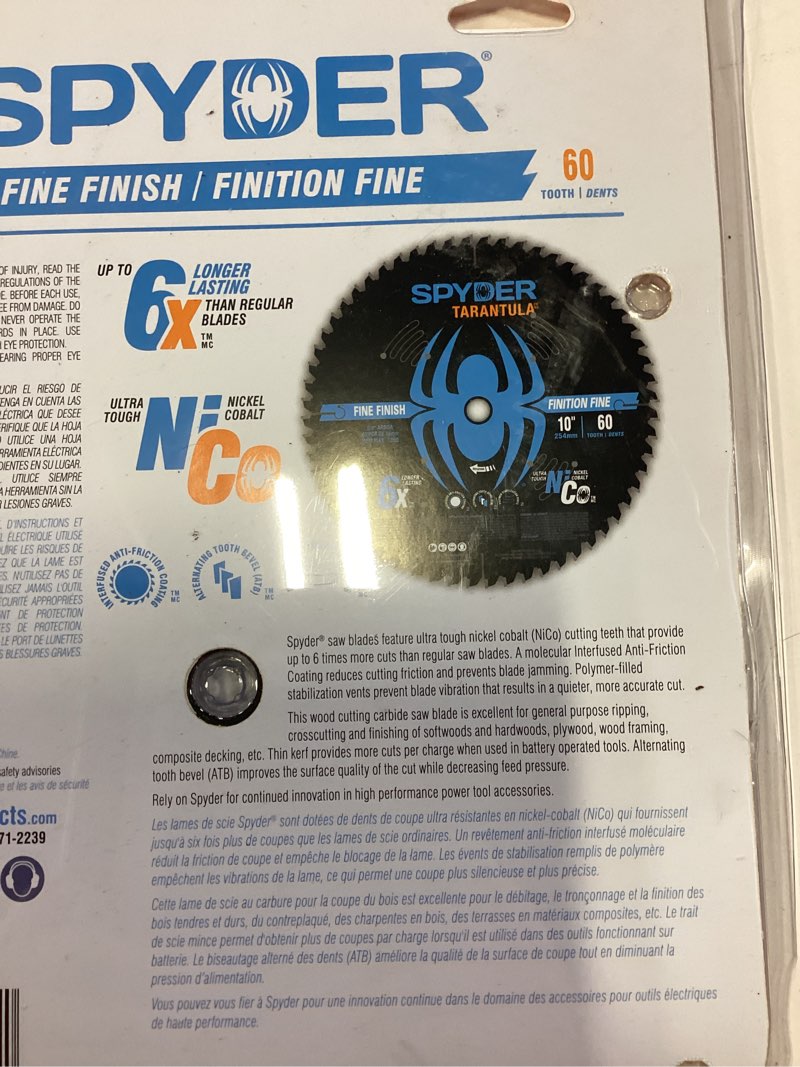 Condition photo showing As Is for spyder fine finish 10-in 60 -tooth fine finish tungsten carbide-tipped steel miter/table saw blade individual