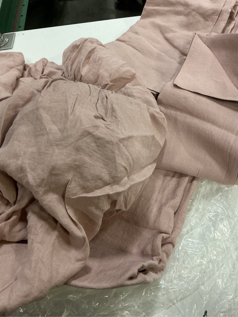 Condition photo showing Good Condition for quince, european linen sheet set of 4 (king), dusty mauve