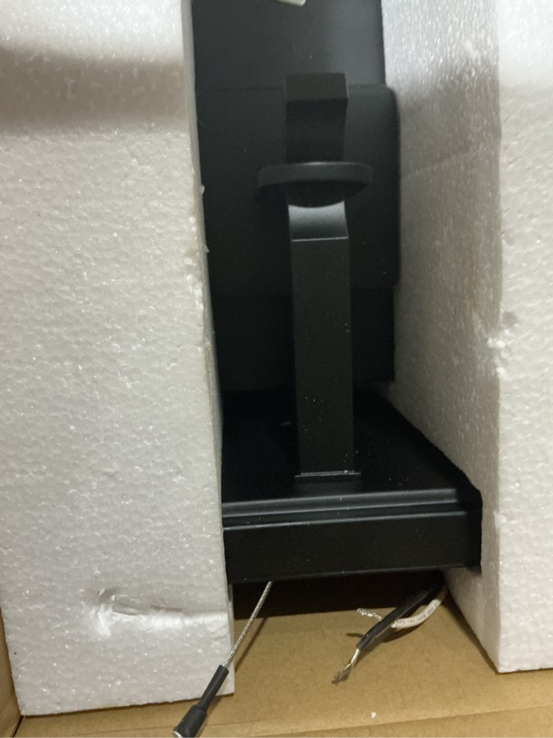 Condition photo showing As Is for quoizel breitling 1 -light 20-in h matte black hardwired outdoor wall light
