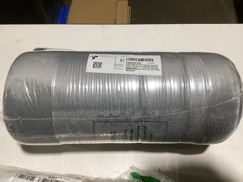 Condition photo showing New/Like New for Arotive Memory Foam Bathroom Rug Mat 47x24, Ultra Soft and Absorbent Bath Mat, Machine Wash Dry, Comfortable Bath Rug Carpet for Bathroom Floor, Tub and Shower, Medium Grey Medium Grey Rectangular 47" x 24"