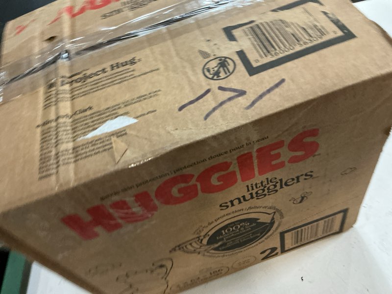 Condition photo showing New/Like New for huggies size 2 diapers, little snugglers baby diapers, size 2 (12-18 lbs), 186 count (3 packs of 62), packaging may vary
