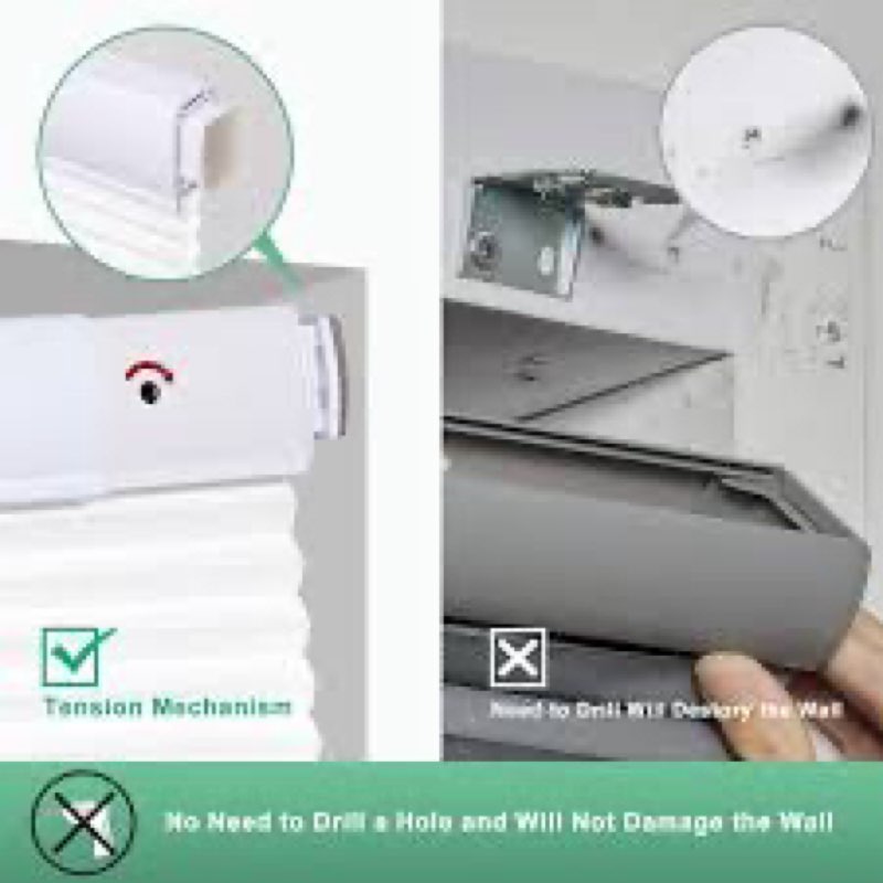 Tonature No Drill Cellular Shades for Indoor Windows, Thermal Insulating & Noise Reducing Honeycomb 