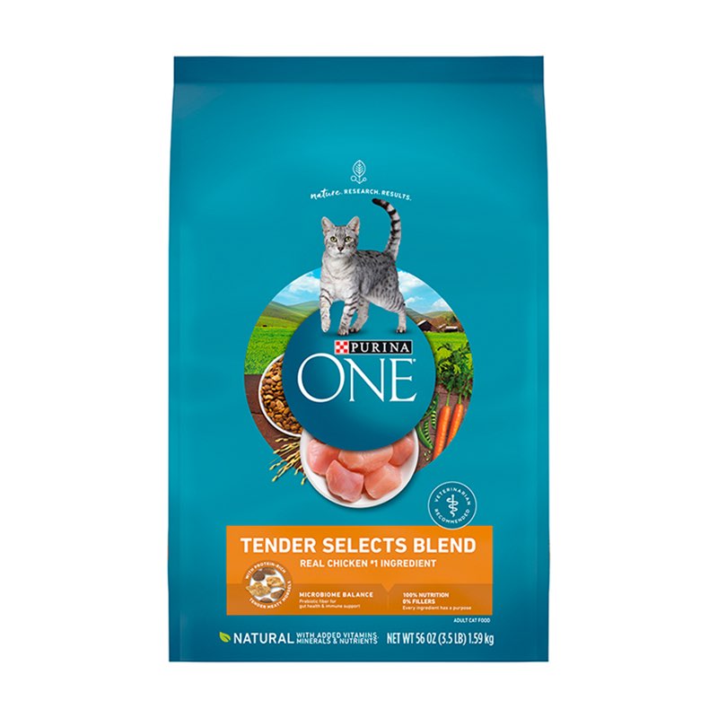 Purina ONE Tender Selects Blend With Real Chicken Digestive Natural Dry Cat Food, 3.5 lb 