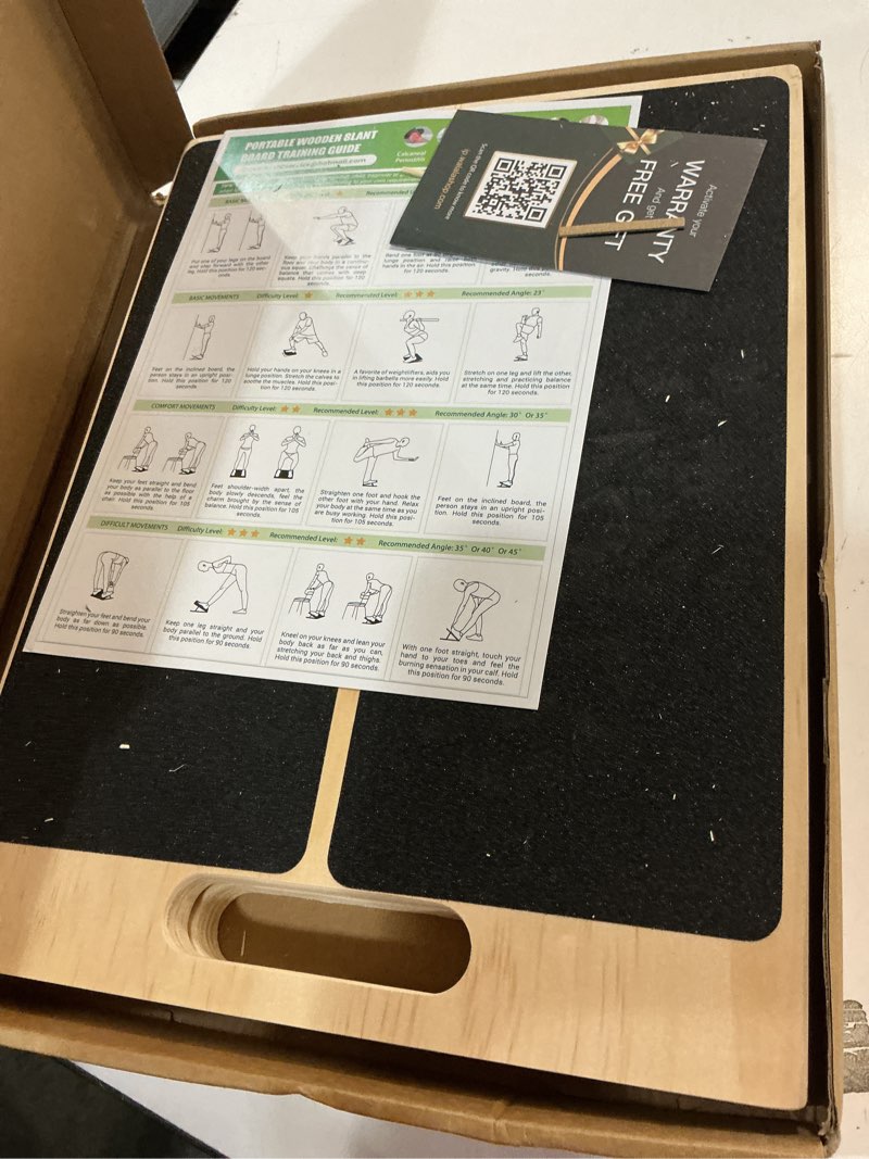 Condition photo showing As Is for Portable Wooden Slant Board for Calf Stretching Squats Calf Stretcher Pilates Physical Therapy Equipment Adjustable Incline Board for Knees Ankle Heel Feet Leg