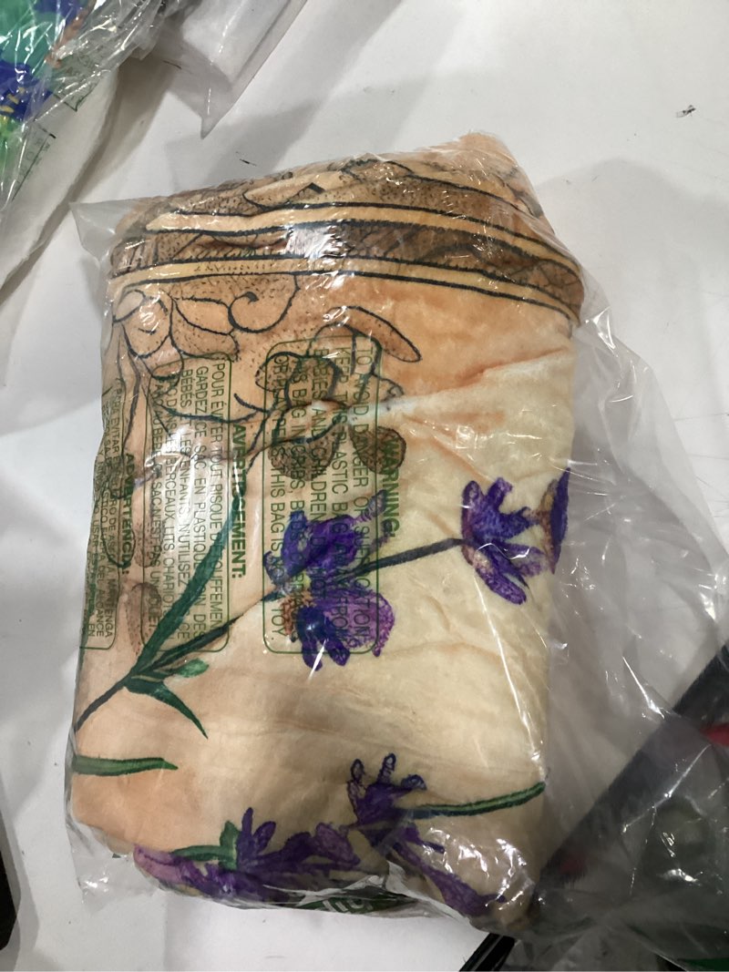 Condition photo showing Good Condition for lavender floral flannel blanket - lightweight soft cozy unique gifts blankets for kids,adult,women,vintage botanical art throw,flower lovers,home room modern retro decor 50x60in 50x60in lavender
