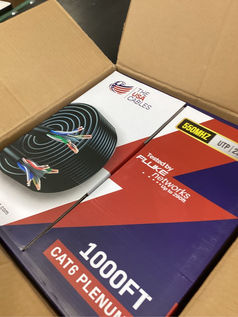 Condition photo showing New/Like New for cat6 plenum cable 1000ft– dsx-8000 certified | 0.58mm solid conductor | high speed 10gbps ethernet cable | premium networking wire for home, office & commercial installations - white