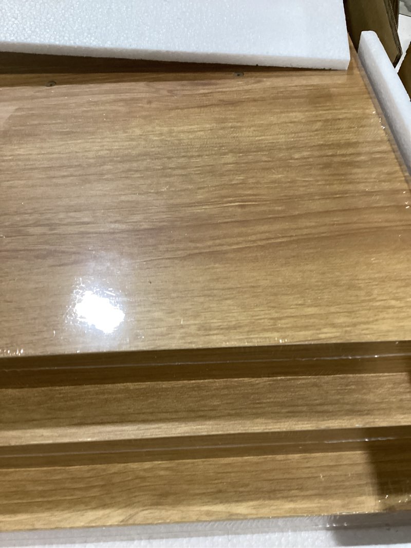 Condition photo showing New/Like New for Fun Memories Floating Shelves for Wall - 12 Inch Square Shelves with Invisible Brackets, Small Wall Shelf for Living Room, Bathroom, Bedroom, and Kitchen Decor?Oak Set of 3