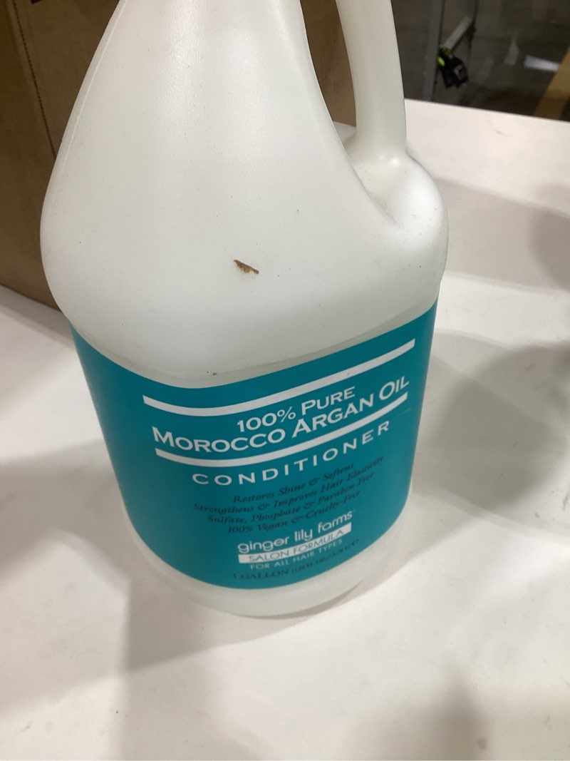Condition photo showing Good Condition for Ginger Lily Farms Salon Formula 100% Pure Morocco Argan Oil Conditioner for All Hair Types, 100% Vegan & Cruelty-Free, 1 Gallon, 128 Fl Oz (Pack of 1) Refill 128 Ounce (Pack of 1)