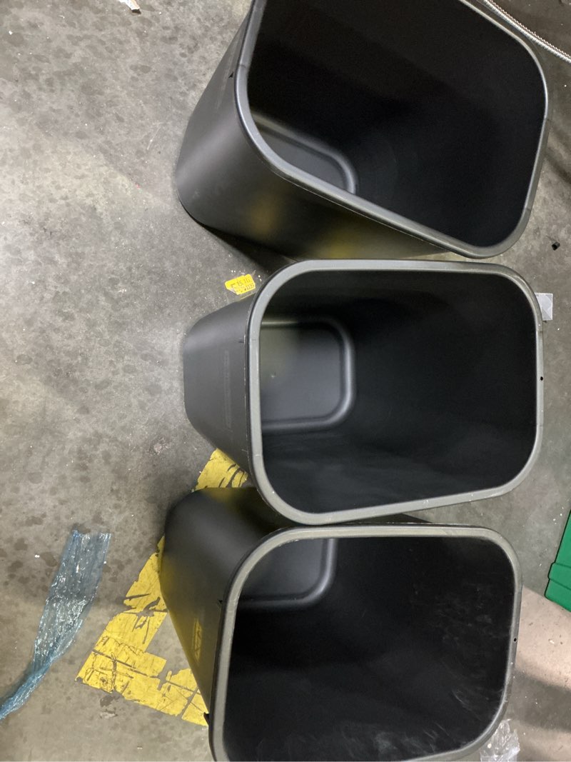 Condition photo showing New/Like New for (pack of 3)rubbermaid commercial products resin wastebasket/trash can, 7-gallon/28-quart, black, plastic, for bedroom/bathroom/office, fits under desk/sink/cabinet 7 gallons black 3