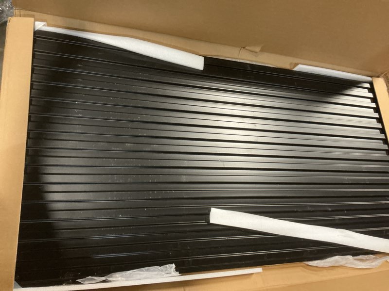 Condition photo showing Good Condition for art3d 6-pack slat design 3d wall panels for interior wall decor, 2x4 ft pvc decorative drop ceiling tiles - black 24 x 48in. oblong - black 6