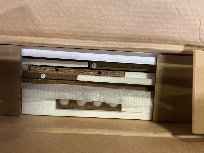 Condition photo showing New/Like New for narrow end table with charging station - midcentury rattan slim side table with usb ports and power outlets, nightstand with flip top and storage drawer, for small spaces living room bedroom 1