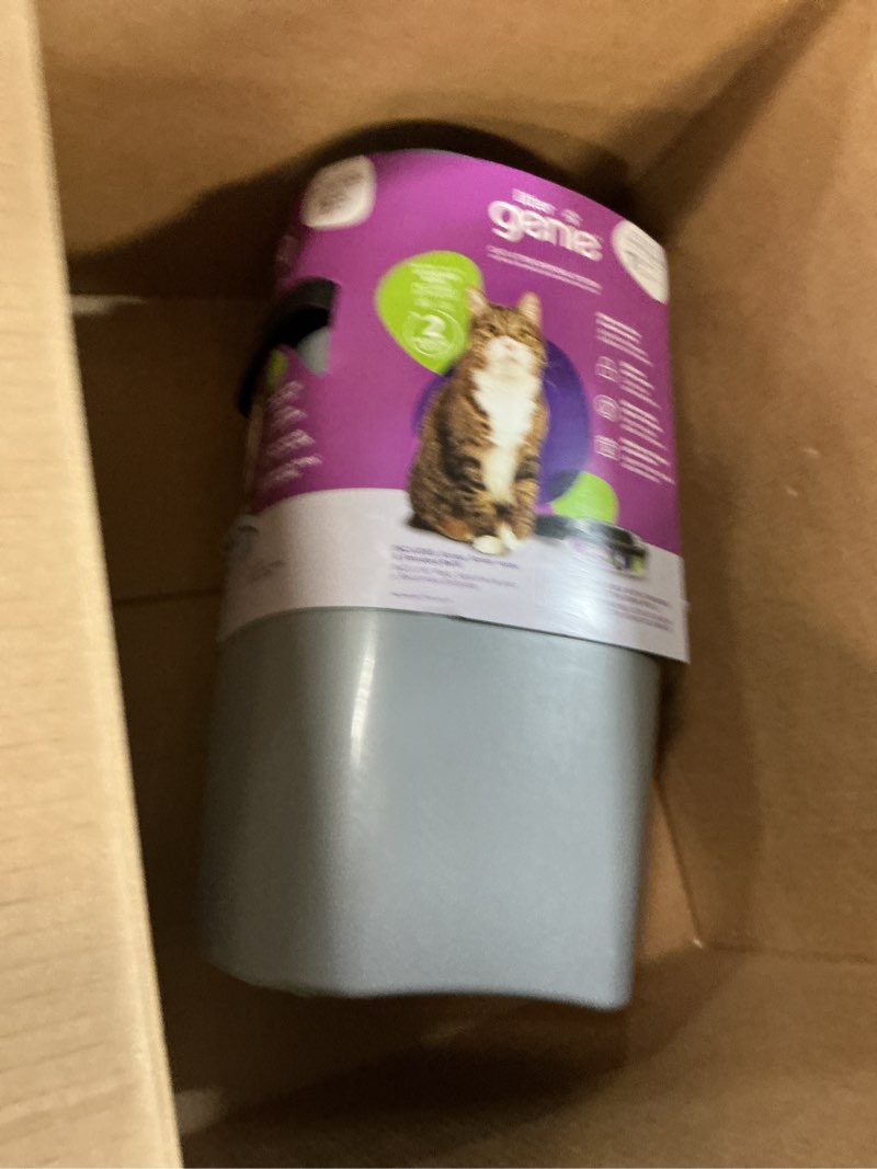 Condition photo showing As Is for Litter Genie Standard Pail (Silver) | Cat Litter Box Waste Disposal System for Odor Control | Includes 1 Square Refill Bag Litter Genie Pail - Silver