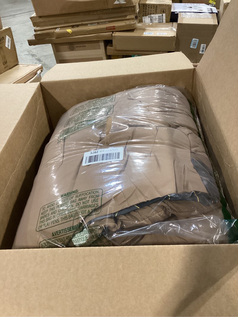 Condition photo showing Good Condition for luxudecor brown comforter set king size, 7 pieces stripe geometric bed in a bag, soft microfiber brown comforter and sheet set complete bedding sets for all seasons 104"×90" king brown
