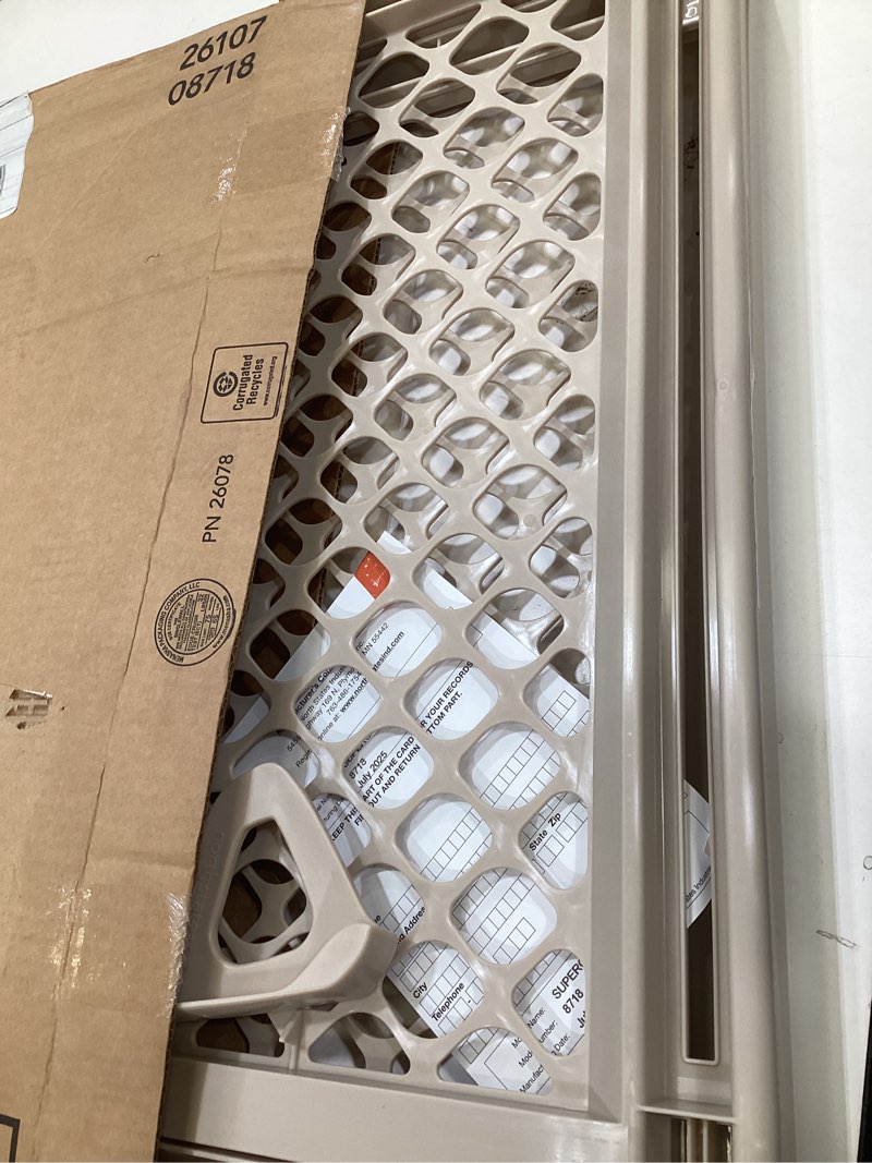Condition photo showing As Is for toddleroo by north states - supergate ergo baby gate: plastic baby gate for stairs & doorways - adjustable indoor safety gate - made in usa - 26 to 42 inches wide - 26 inches tall - sand