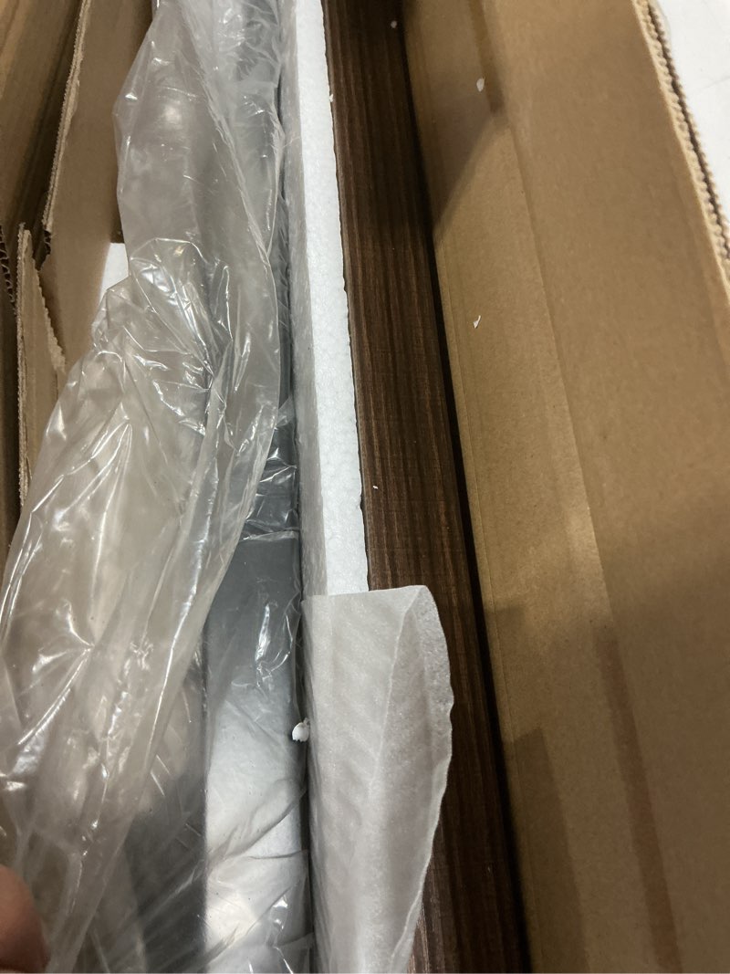 Condition photo showing Good Condition for LITTLE TREE 31.5 Inches Small Dining Table for 4, Square Dinner Table for Small Space, Dining Room Tables, Rustic Brown Wooden Kitchen Table with Metal Legs, Modern Leisure Cafe Table for Apartment