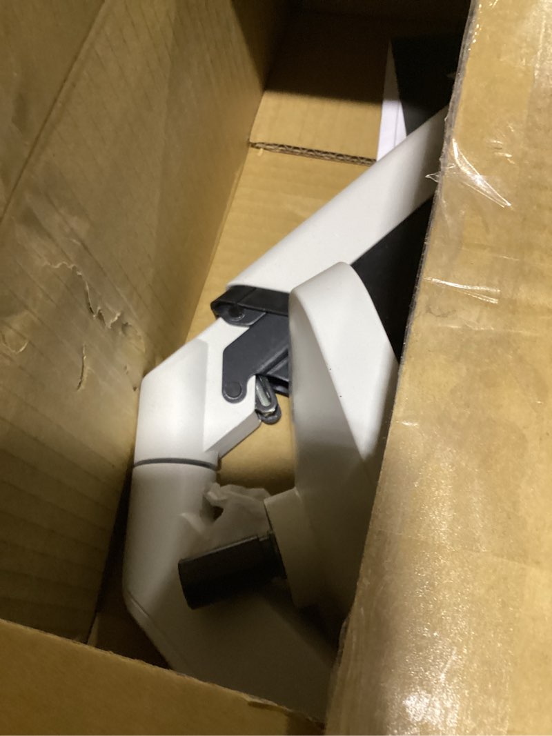 Condition photo showing As Is for Heavy Duty Monitor Arm Desk Mount for 34-49 Inch Ultrawide Curved Monitors, Supports 14-38 lbs, Gas Spring Ergonomic Full Motion with Cable Management, Red Dot Design Awarded, White 01_White