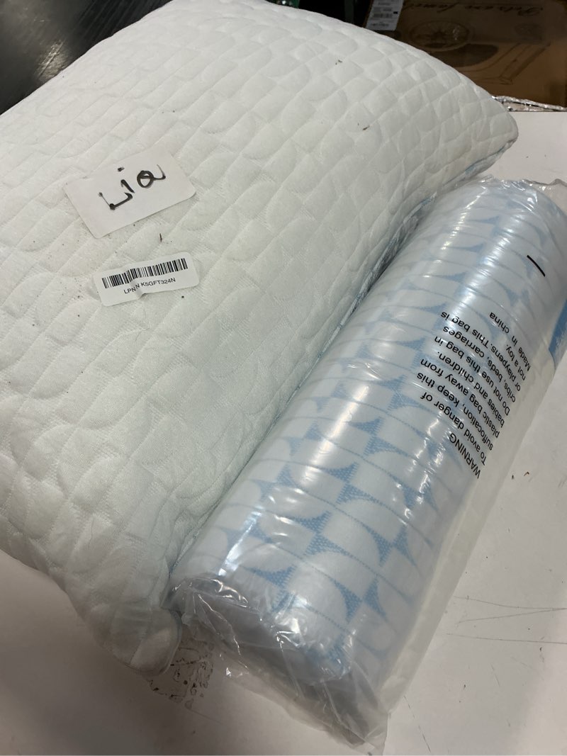 Condition photo showing Good Condition for QUTOOL Firm Pillow Shredded Memory Foam(Adjustable Loft), Cooling Supportive Side Sleeper Pillows for Sleeping, Standard Size Set of 2, for Adults,CertiPUR-US Certified Standard Size(2 Pack)