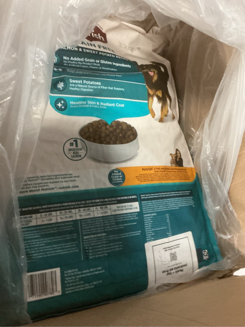 Condition photo showing Good Condition for ( BBD 12/06/26). Nutrish Grain Free Dry Dog Food, Salmon & Sweet Potato Recipe, 23 lb. Bag (Rachael Ray) Zero Grain 23 Pound (Pack of 1)