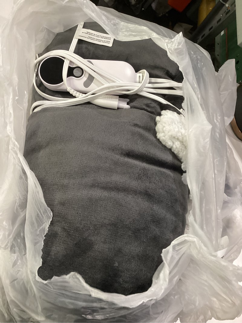 Condition photo showing As Is for luxian electric heated blanket full size 72\"x84\", fast heat & 6 temp & 1-10h timer, for seniors/adult/office/dorm/pets, on bed/couch/desk/floor, get warm fast & washable, iron gray b-iron gray 72x84inches-full, not tested