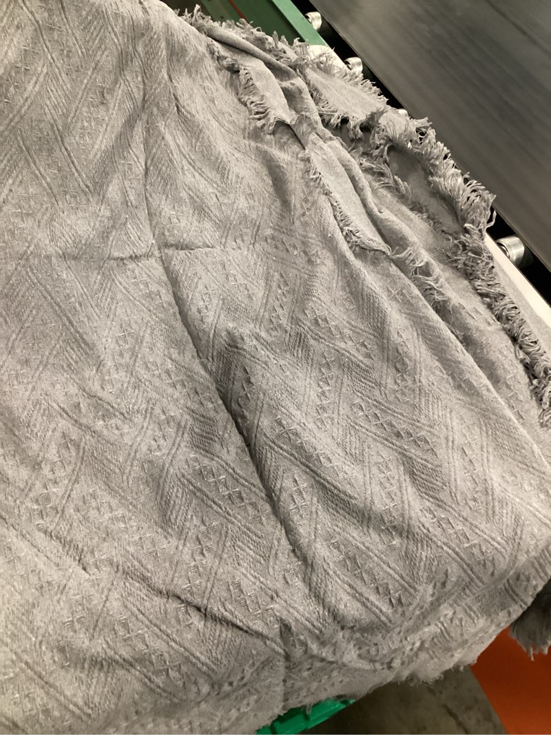 Condition photo showing Good Condition for aivia loveseat cover sheet blanket, cotton woven anti slip throw cushion covers for 2 seater couches with armrest, living room love-seat furniture decor slipcovers protector for dogs cats dark gray 71” x 102”