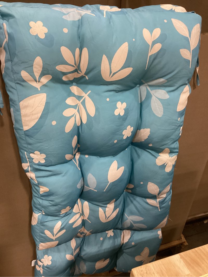 Condition photo showing As Is for (1 cushion) 75.1 x 22.8 x 4.7 in outdoor chaise lounge chair cushion waterproof blue daisy