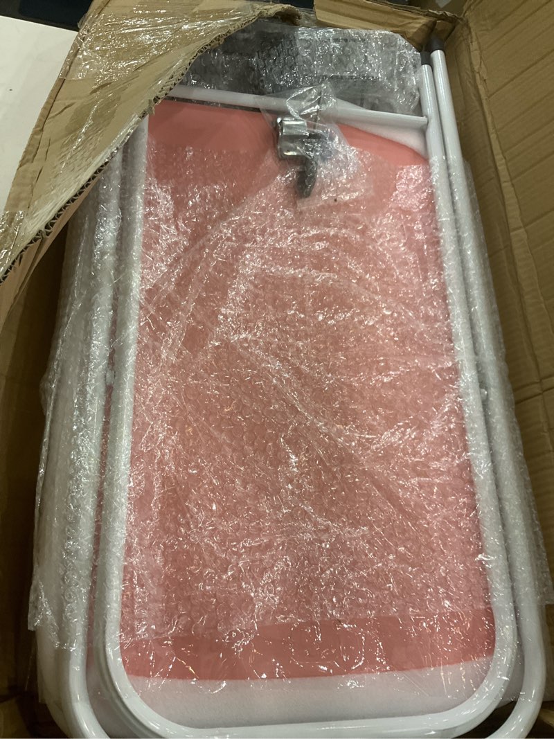 Condition photo showing New/Like New for Leinuosen Set of 2 Foldable TV Trays with Anti-Spill Cup Holder, 23.62''L x 15.75''W x 26''T Large Folding Table for Eating Reading Office Camping, Space Saving, Easy Assembly(Pink,Cute) Pink Cute