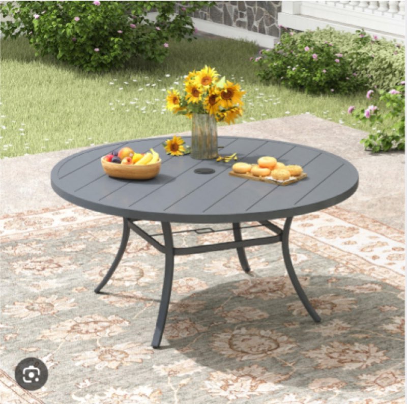 Patio Metal 80 L x 60 W Outdoor Round Dining Table