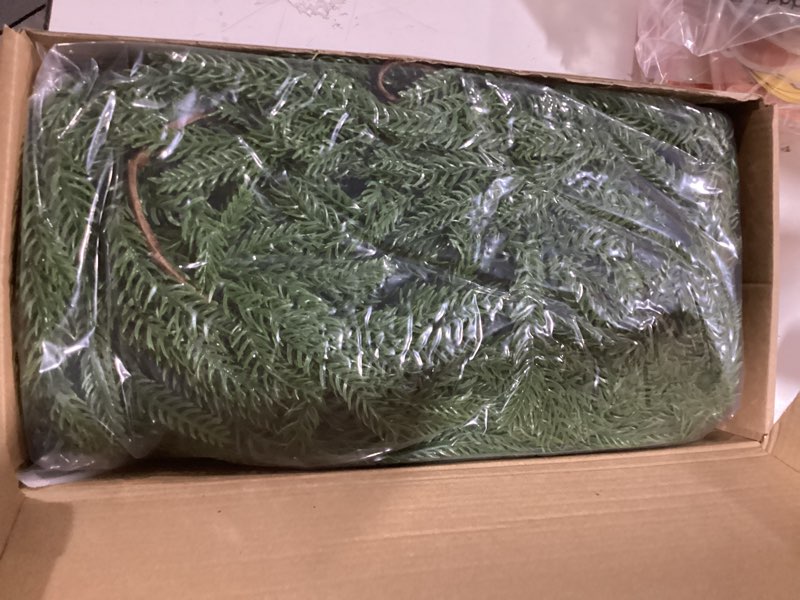Condition photo showing New/Like New for Christmas Norfolk Pine Garlands Soft Bendable Winter Pine Garland Real Touch Artificial Christmas Greenery Garland for Fireplace/Mantle/Table/Window/Stairs/Indoor or Outdoor Xmas Decor (9FT-1PC) 9FT-1PCS