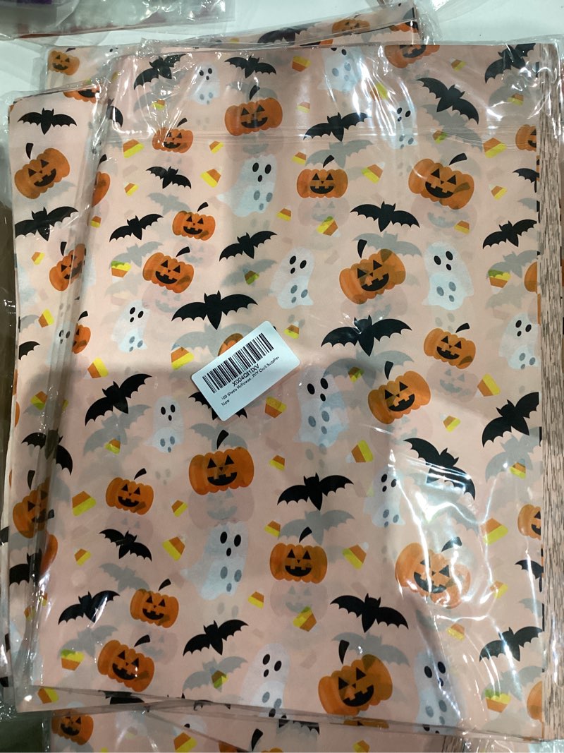 Bolsome 100 Sheets Halloween Tissue Paper for Gift Bags Orange Pumpkin Candy Corn Bat Ghost Printed 