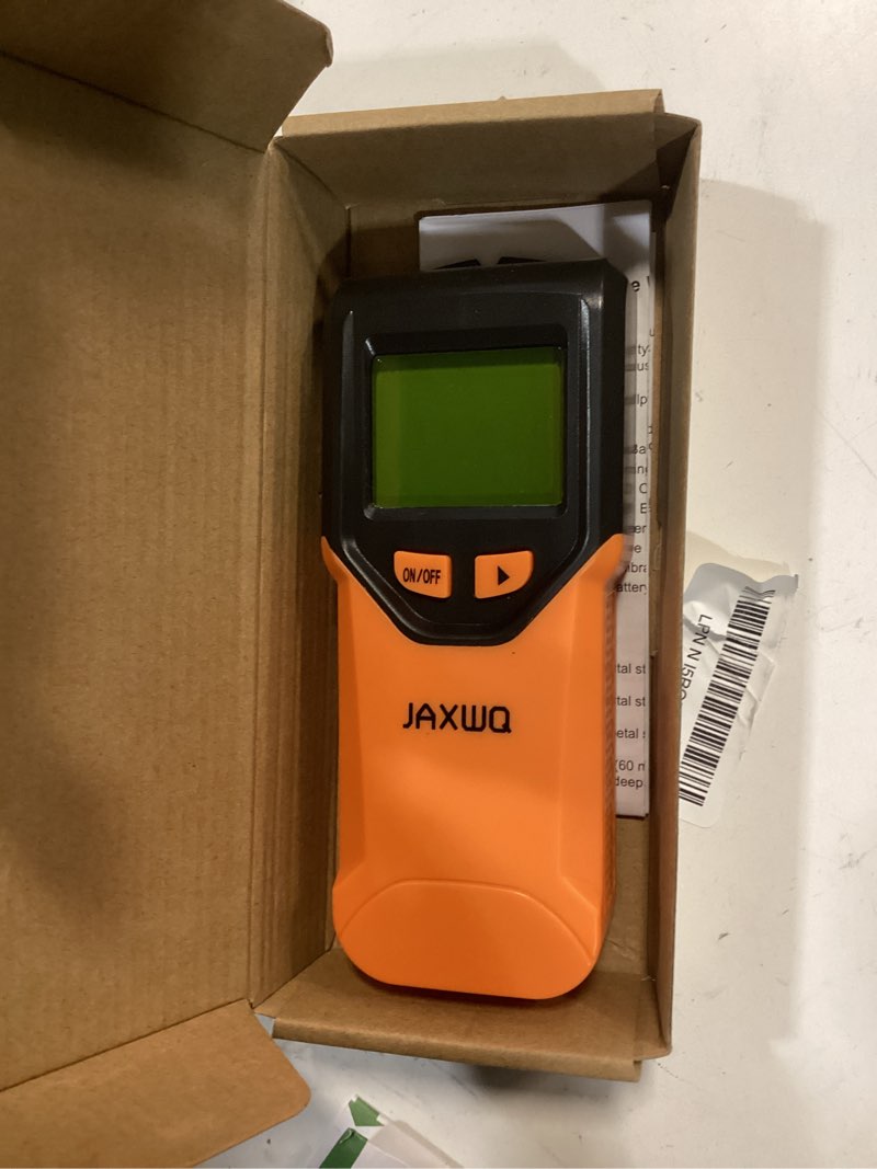 Condition photo showing As Is for Stud Finder Wall Scanner - 5 in 1 Stud Finder Tool w/Smart Chip and HD LCD Display, Stud Detector Beam Finders for the Center and Edge of Wood AC Wire Metal Studs Joist Pipe (BloodOrange)