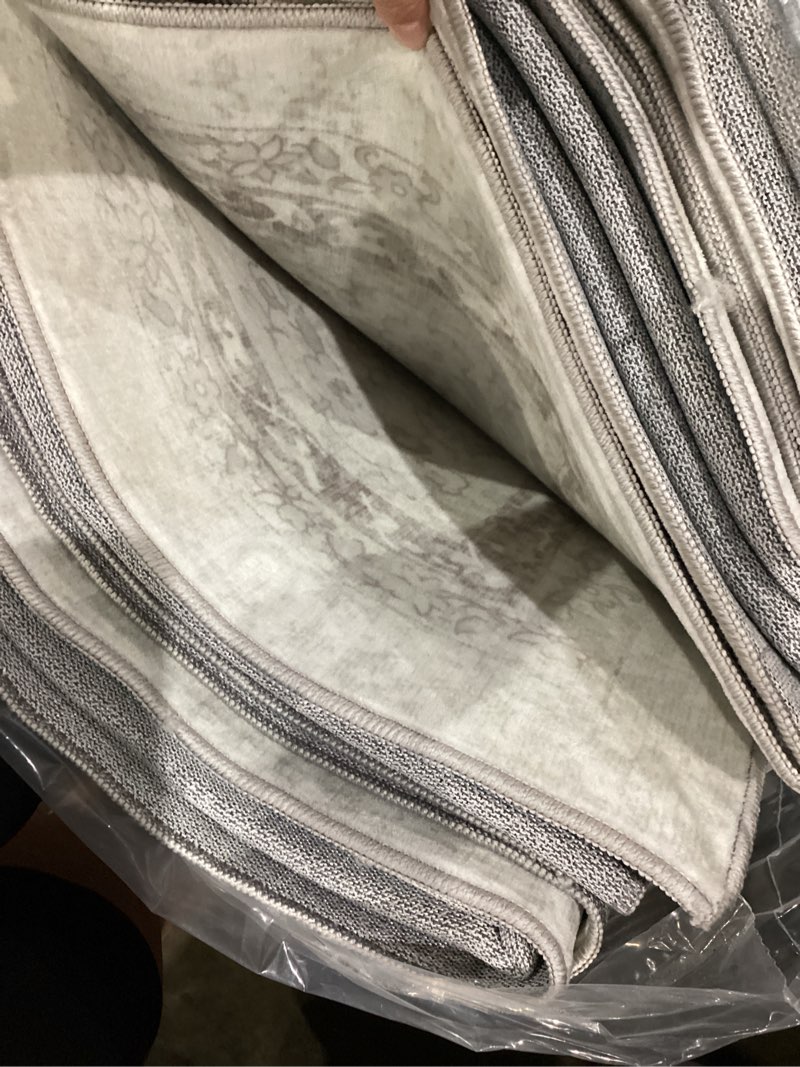 Condition photo showing Good Condition for 9x12 vintage washable area rugs boho medallion large distressed retro accent carpet floral non-slip soft low pile indoor throw rug for living room bedroom dining room office kitchen, gray distressed | grey 9' x 12' (rectangular)