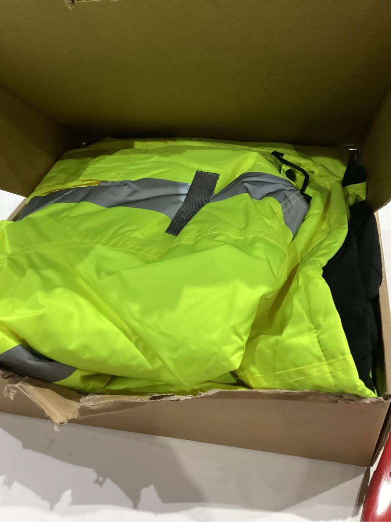 Condition photo showing Good Condition for SKSAFETY Hi Vis Reflective Jacket - Waterproof Parka Men, High Visibility Class 3 Mens Safety Work Construction Jacket Medium Lime