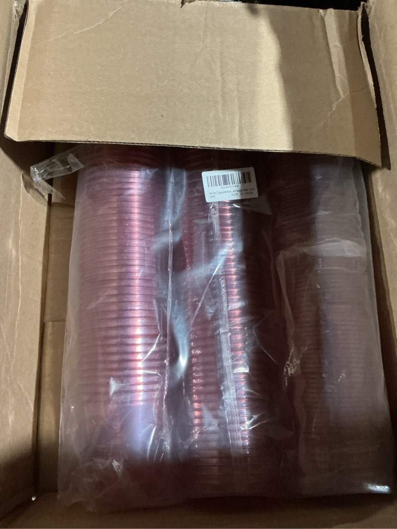 Condition photo showing Good Condition for 50 pcs disposable stemless glasses 12oz crystal plastic wine glasses clear classic pet cup for meeting weddings birthdays cocktail christmas party supplies (pink)