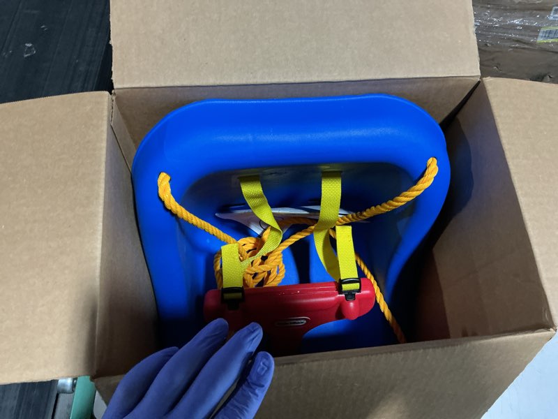 Condition photo showing Good Condition for little tikes 2-in-1 snug  n secure blue swing for baby and toddlers  ages 9 months - 4 years