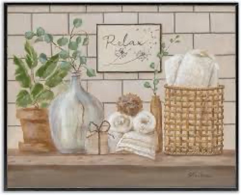 Stupell Industries Uplifting Bathroom Spa Relax Scene Floating Framed Wall Art, Design by Pam Britto