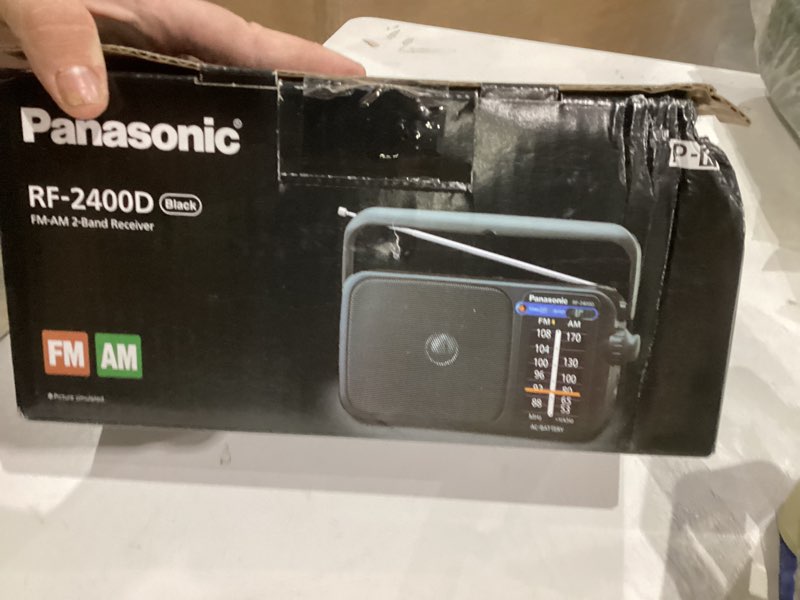 Condition photo showing New/Like New for Panasonic Portable AM/FM Radio, Battery Operated Analog Radio, AC Powered, Black (RF-2400-K)