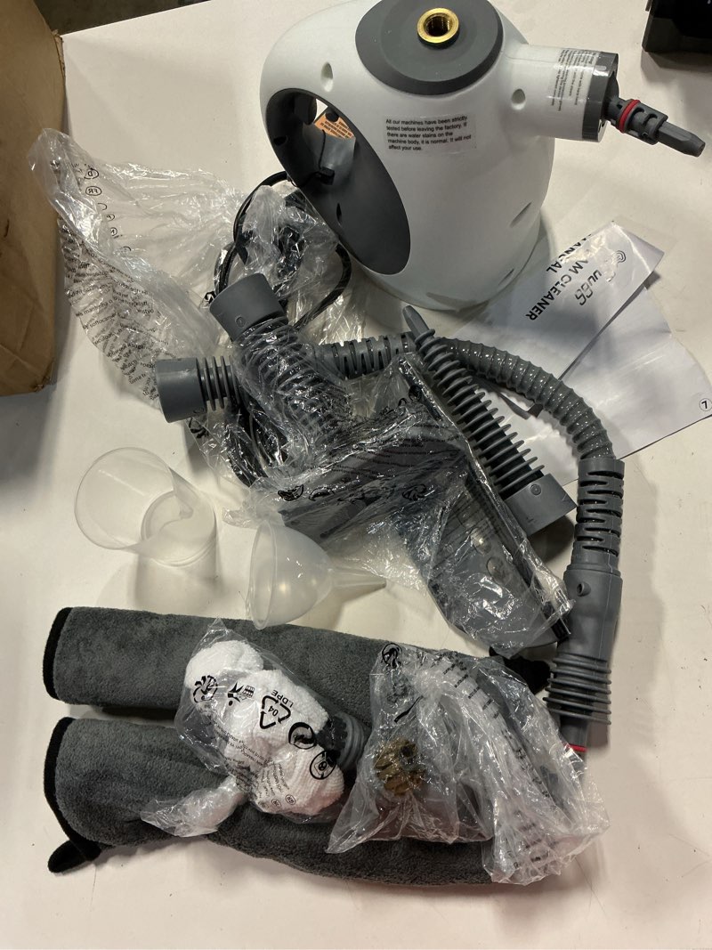 Condition photo showing Good Condition for handheld steam cleaner with safety lock, 500ml large tank & 19pcs accessories - multi-surface deep cleaning for kitchen, bathroom, car, sofa - removes stubborn grime, sanitizes surfaces (white)