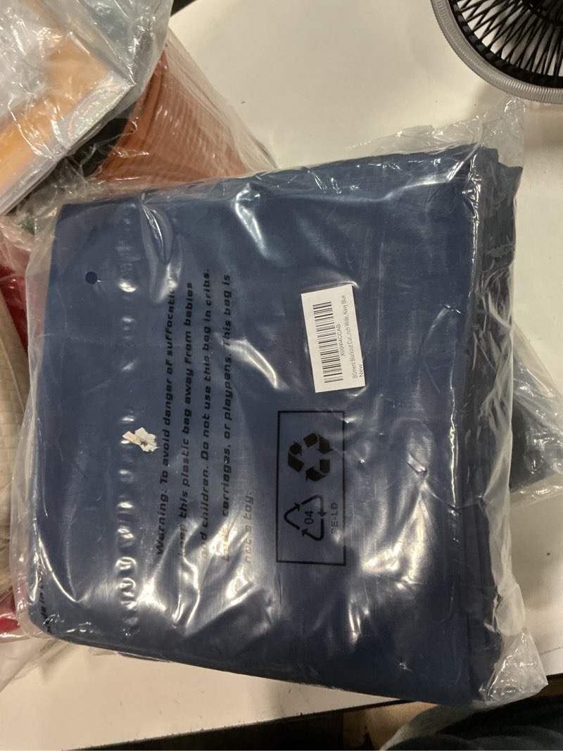 Condition photo showing New/Like New for bgment blackout curtains for bedroom 84 inch length, full room darkening thermal insulated soundproof rod pocket living room window curtains drapes, 2 panels, each narrow panel 38 inch wide, navy blue